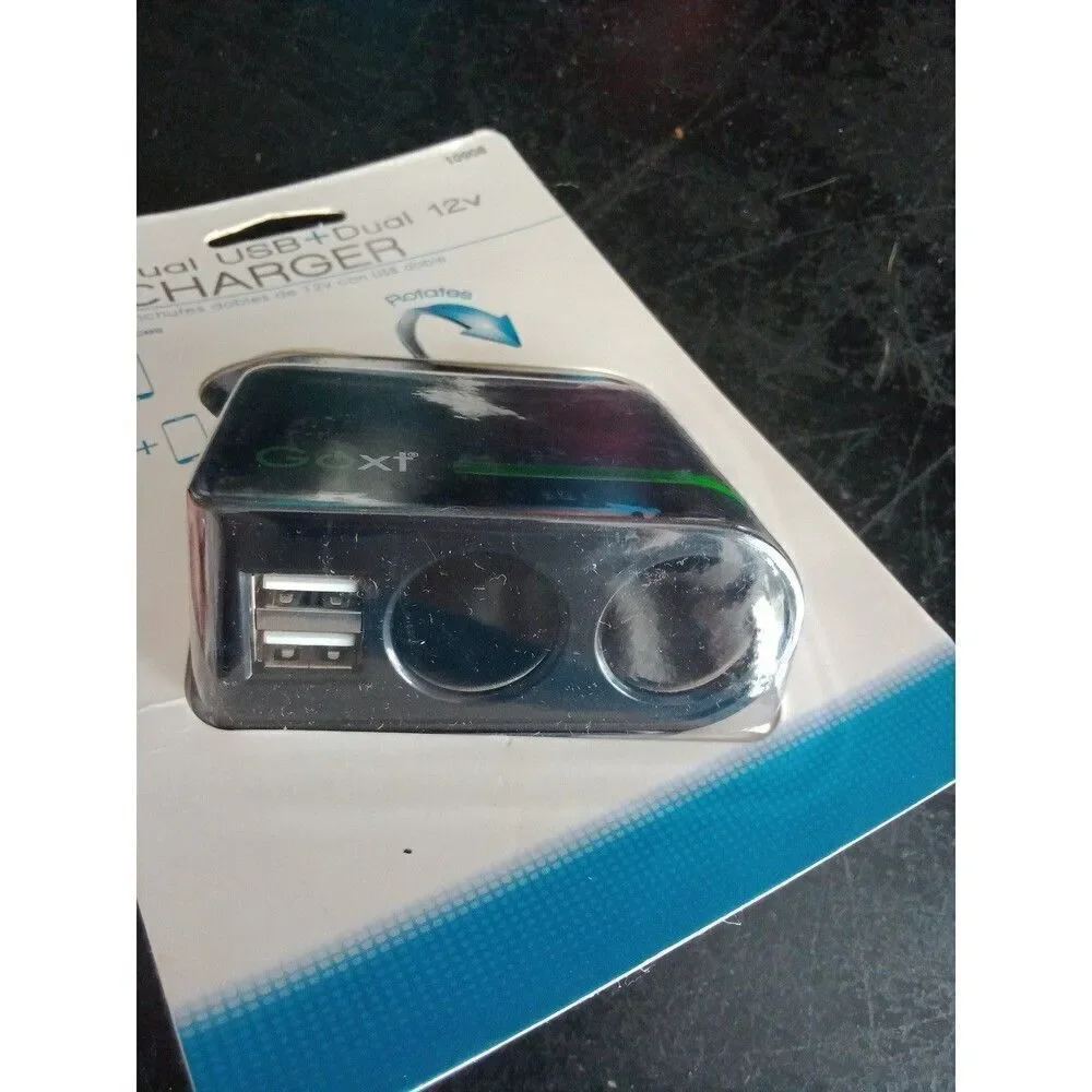 Car Charger Dual USB + Dual 12v Powers 4 Devices at once
